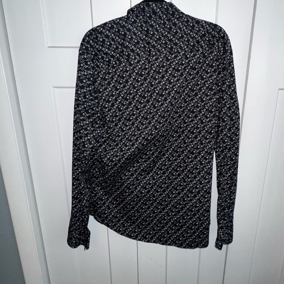 Calvin Klein Slim Fit Long Sleeve Floral Black and White Shirt - XL - Picture 4 of 6